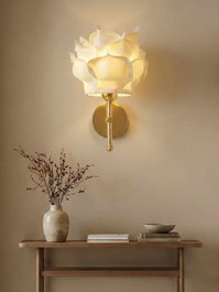 Opviq Lámpara de pared Eva Crema y Dorado Brillante